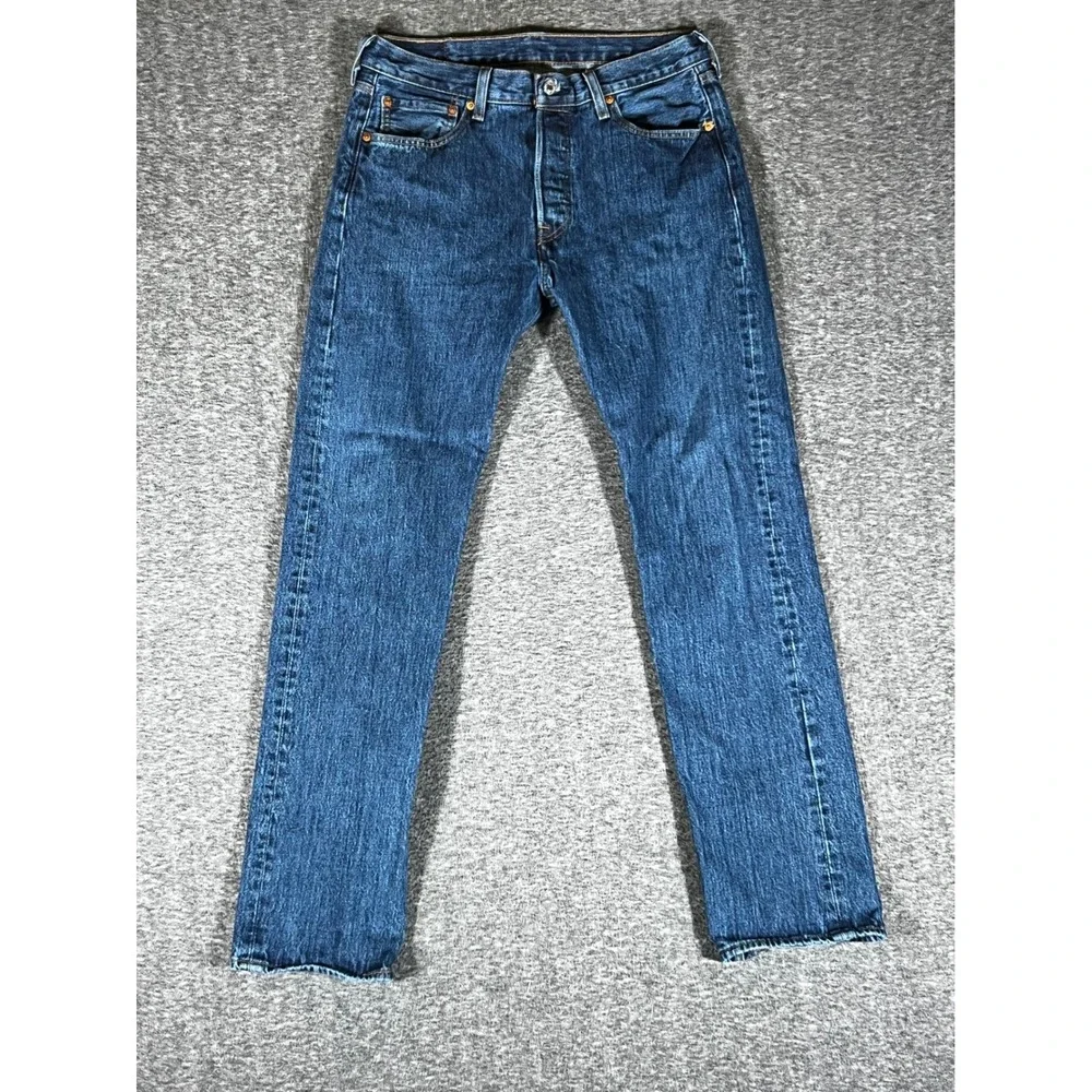 Levis 501 Original Fit Mens Blue Straight Leg Denim Jeans 32x33 Medium Wash
